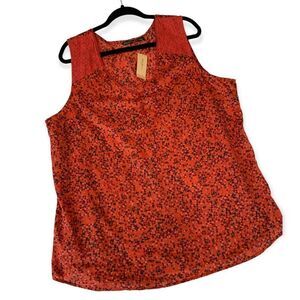 NWT EDDIE Bauer Orange geometric print sleeveless top Size XXL
